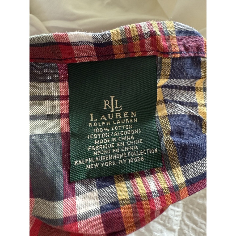 Ralph Lauren Red Navy Plaid Bed Skirt - Picture 8 of 12